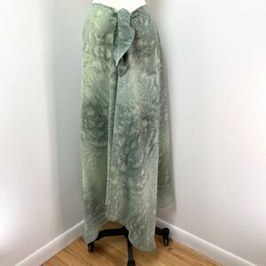 Vintage Bonnie Strauss Green Skirt Med Polyester Boho Peasant Festival Tie Waist